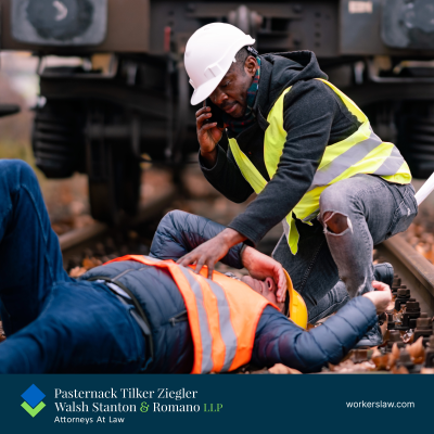 A worker calls for help after an accident on the job